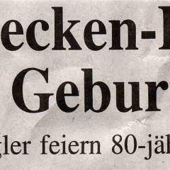 80 Jahre Schneckenburg: Zeitungsüberschrift.