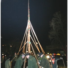 Narrenbaumstellen auf dem Gottmannplatz: Die Holzer aus Allensbach stellten den Baum.