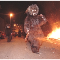 Verbrennung auf dem Stephansplatz: Der Schneeschreck am Feuer.