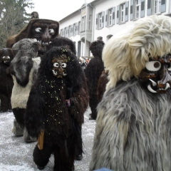 Umzug am Fasnachtssonntag: Der Schneeschreck bildet den Schluss.