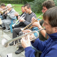 Die Clowngruppe auf dem Probewochenende in Maria am See.