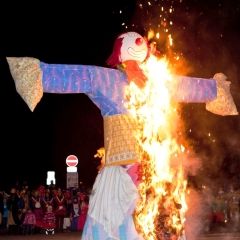 Verbrennung auf dem Stefansplatz: Und sofort fing die Puppe Feuer.