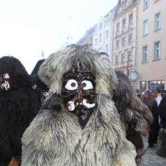 Umzug am Fasnachtssonntag in der Stadt: Der Schneeschreck beendete den Schneckenburg-Tross.