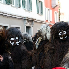 Umzug am Fasnachtssonntag in der Stadt: Der Schneeschreck beendete den Schneckenburg-Tross.