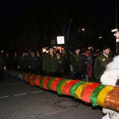 Narrenbaumstellen auf dem Gottmannplatz: Die Holzer aus Allensbach stellten den Baum für die Schneckenburg.