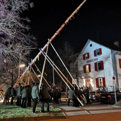 Narrenbaum stellen: Die Holzer aus Allensbach stellten den Baum.