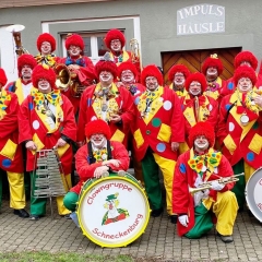 Rosenmontag: Gruppenfoto der Clowngruppe.